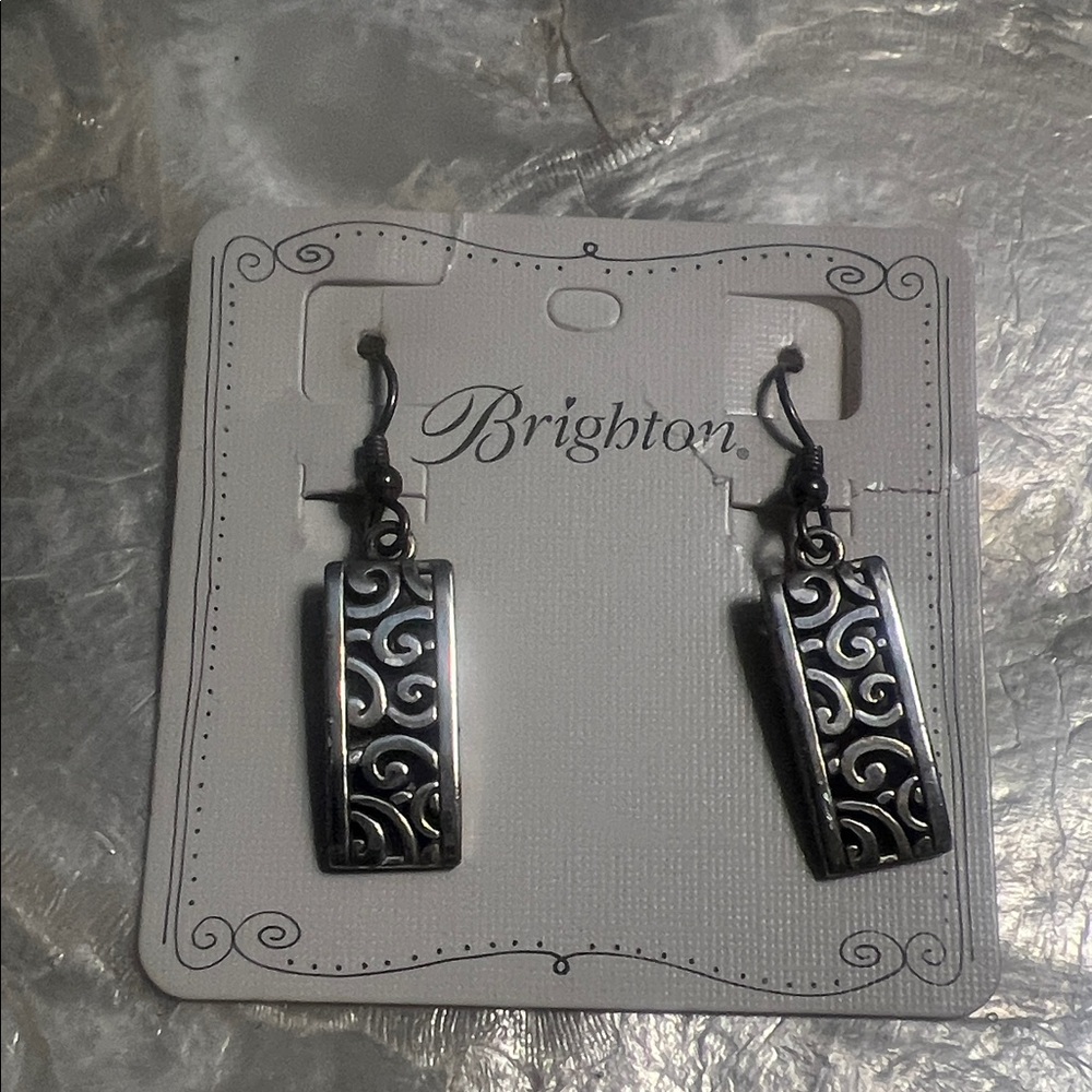 Brighton Silver Swirl Drop Earrings - Blackened Accents